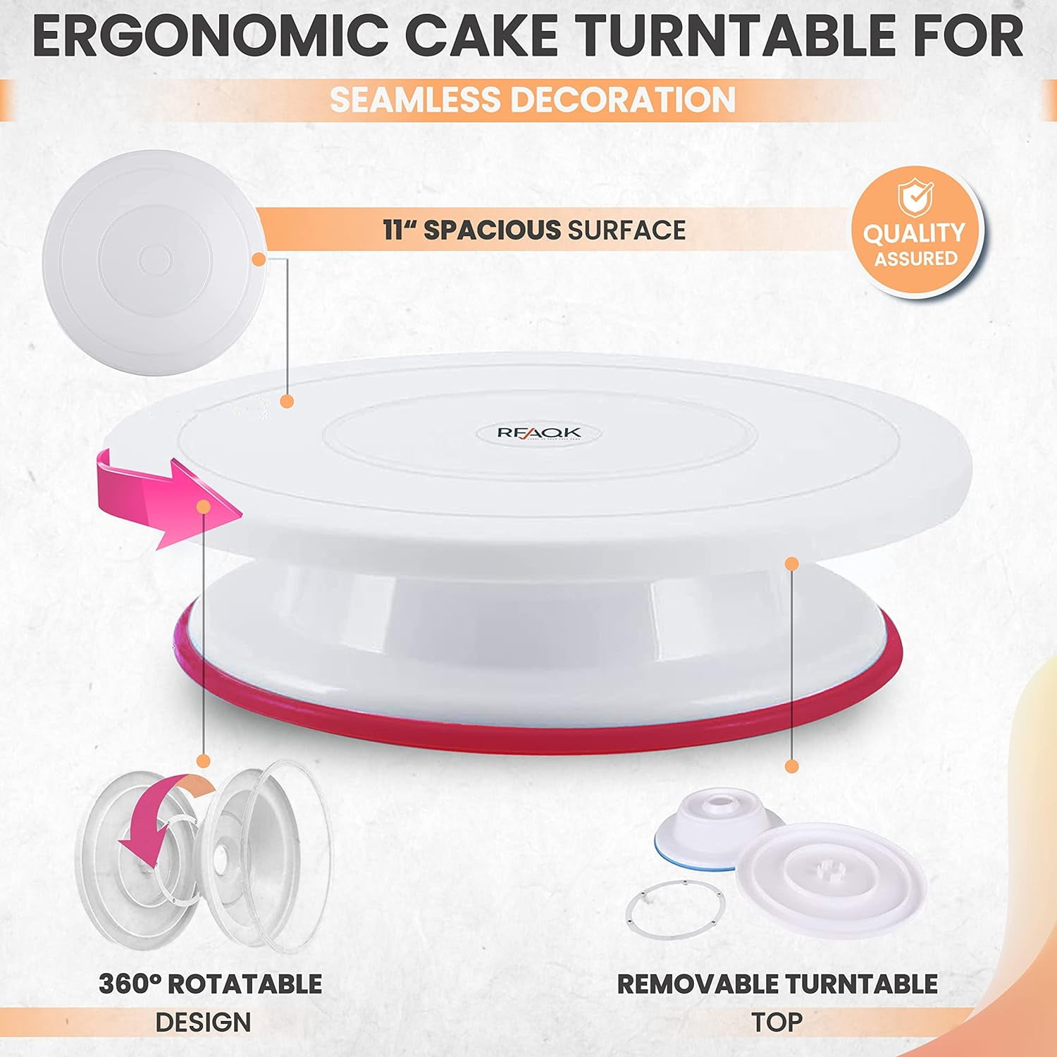 RFAQK 360 Pcs Cake Decorating Supplies-Cake Decorating Kit with 3 Springform Cake Pans Set, Cake Rotating Turntable, Cake Decorating Tools with Baking Set-Cake Baking Supplies for Beginners and Lovers