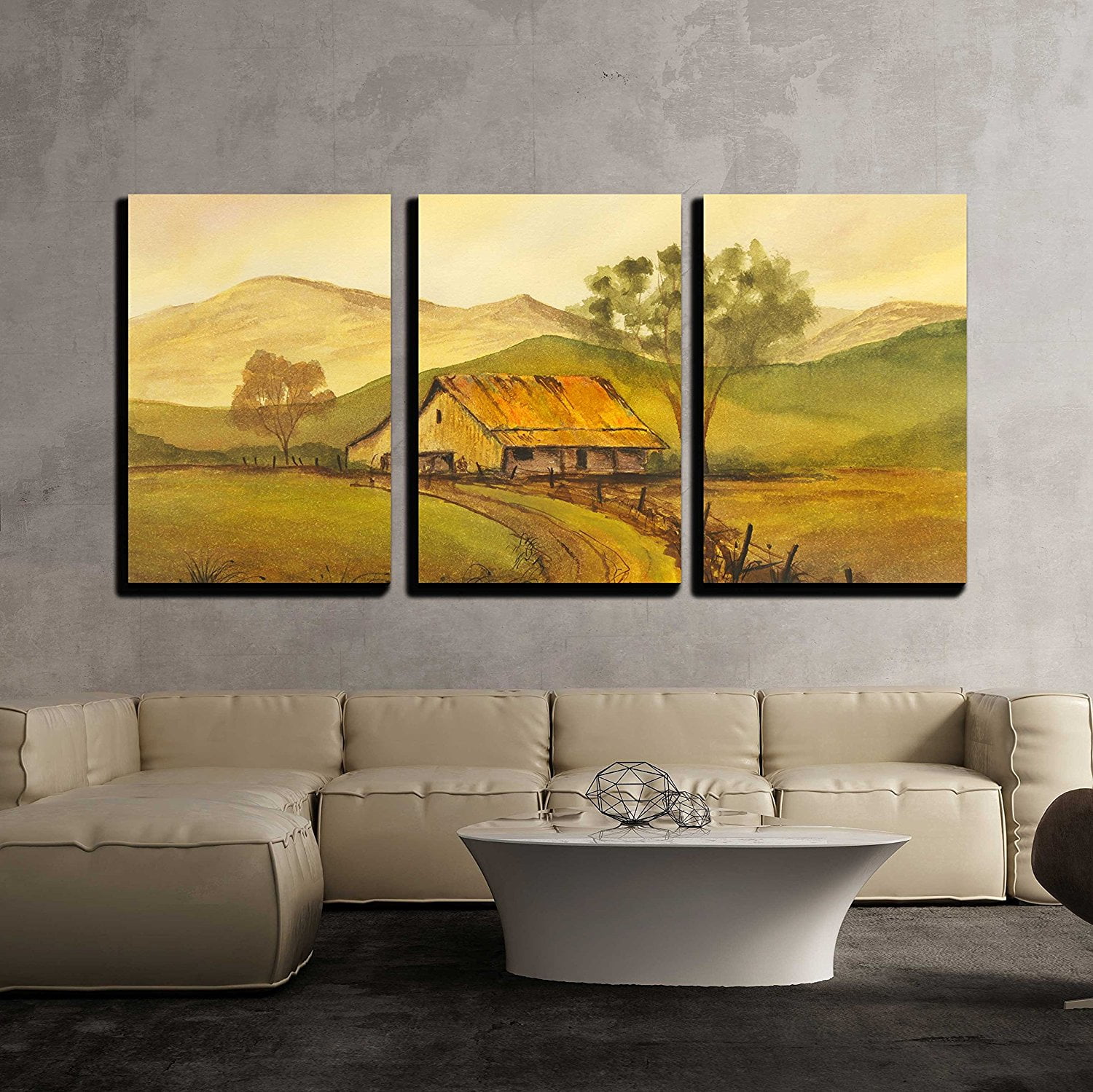 Wall26 3 Piece Canvas Wall Art - Very Nice Original Watercolor Painting ...