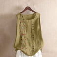 thumbnail image 2 of Dressy Tank Tops for Women Cotton Linen Solid Color T Shirts Going Out Tops Flowy Tank Tops Crew Neck Casual Summer Gauze Shirt Basic Sleeveless Layering Camisoles Basic Tees Peasant Boho Clothes, 2 of 3