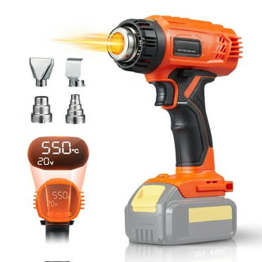 Cordless heat gun with LCD display - 4 nozzle kits, multi-temperature controlled industrial heat gun for DIY and professional use