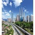 thumbnail image 3 of City Duvet Cover Set, Kuala Lumpur Skyline in a Clear Day Financial District Highway Skyscrapers, Decorative 3 Piece Bedding Set with 2 Pillow Shams, King Size, Pale Grey Blue Green, by Ambesonne, 3 of 3