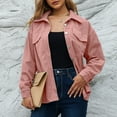 thumbnail image 4 of HAPIMO Sales Women's Corduroy Shirt Solid Color Button Recreational Long Sleeve Lapel Collar Blouse Tops Teen Grils Fashion Clothes Pink XL, 4 of 6