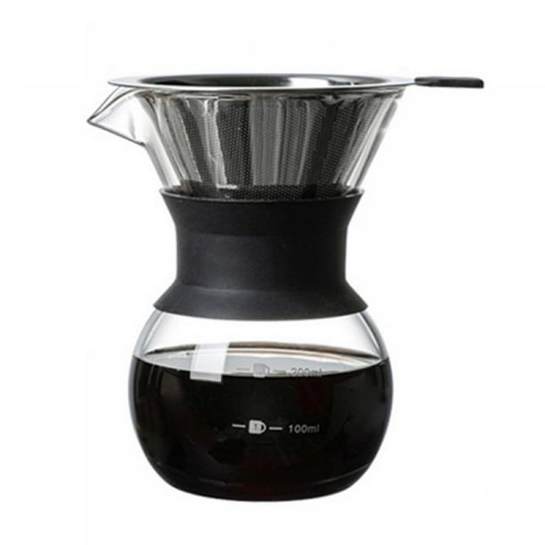 Manual Hand Drip Coffee Maker Glass Pot with Reusable Filter