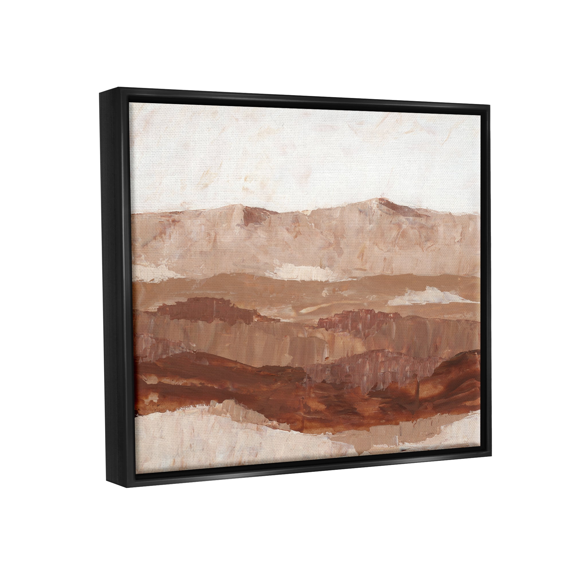 Stupell Industries Abstract Canyon Painting Landscape Painting Black Floater Framed Canvas Art Print Wall Art, 21 x 17