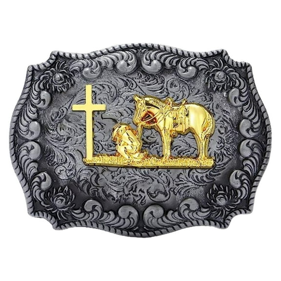 Praying Cowboy and Horse Western Rodeo Fashion Unisex Cowboy and Cowgirl Belt Buckles