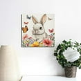 thumbnail image 4 of Fenyluxe Bunny Flowers Butterflies Canvas Wall Art Home Decor 12x12in, 4 of 6