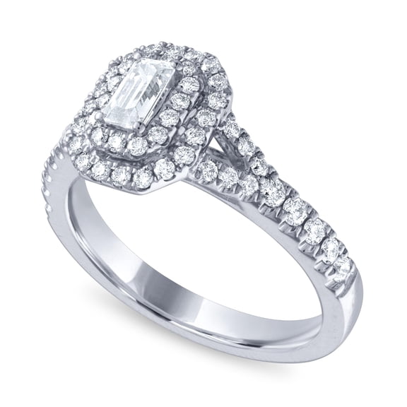 1 Carat Diamond Halo Engagement Ring in 14k White Gold (G-H, SI2-I1, cttw) Size 7