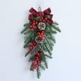 thumbnail image 7 of 2 Pcs Christmas Swags Christmas Teardrop Swag Winter Swag Teardrop Ornament Xmas Swag Wreath Decorative Props Pendant Wall Hanging with Frosted Pine Red Berries Red Bow for Front Door Decor, 7 of 7