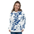 thumbnail image 6 of Unisex Dark Cerulean Blue Hibiscus Floral Hawaiian Printed Hoodie, 6 of 7