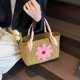 thumbnail image 4 of Bolso Flores Tejer Hombro Paja Mujeres Elegantes () Rosa, 4 of 9