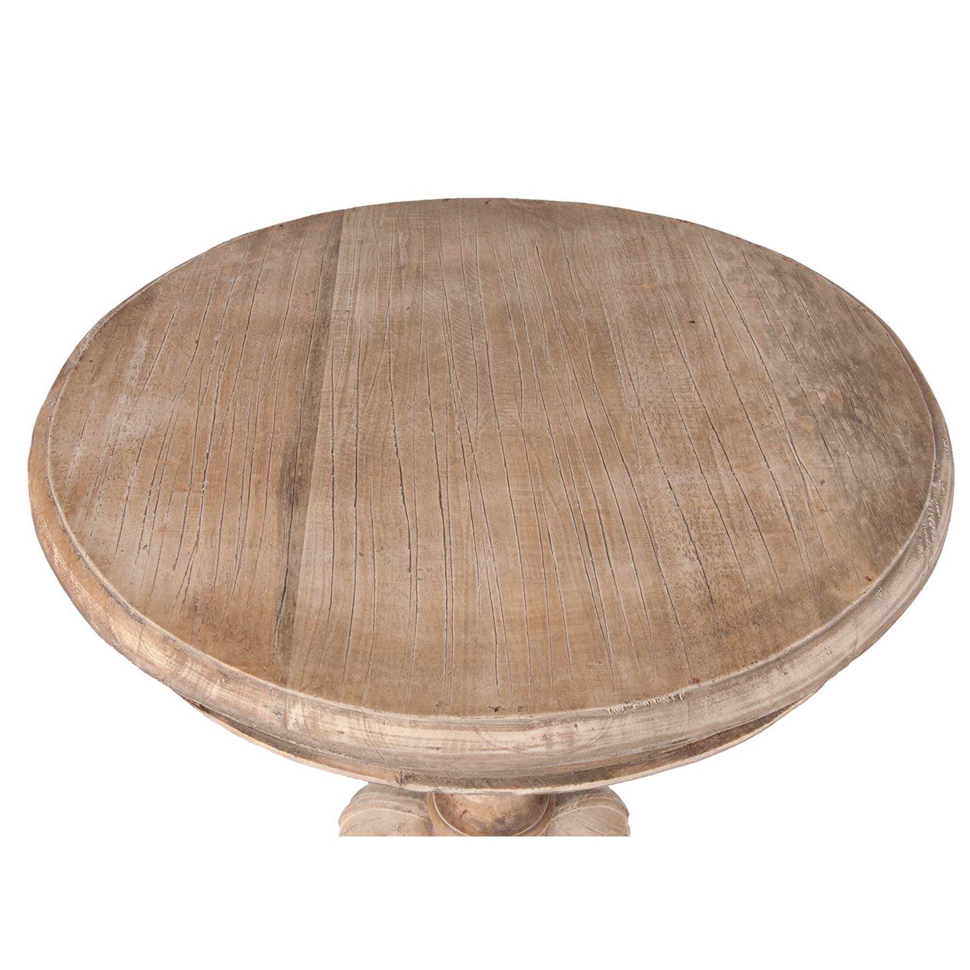 East at Main Ford Round Rustic Natural Brown Farmhouse Small Solid Mindi Wood Pedestal End Table