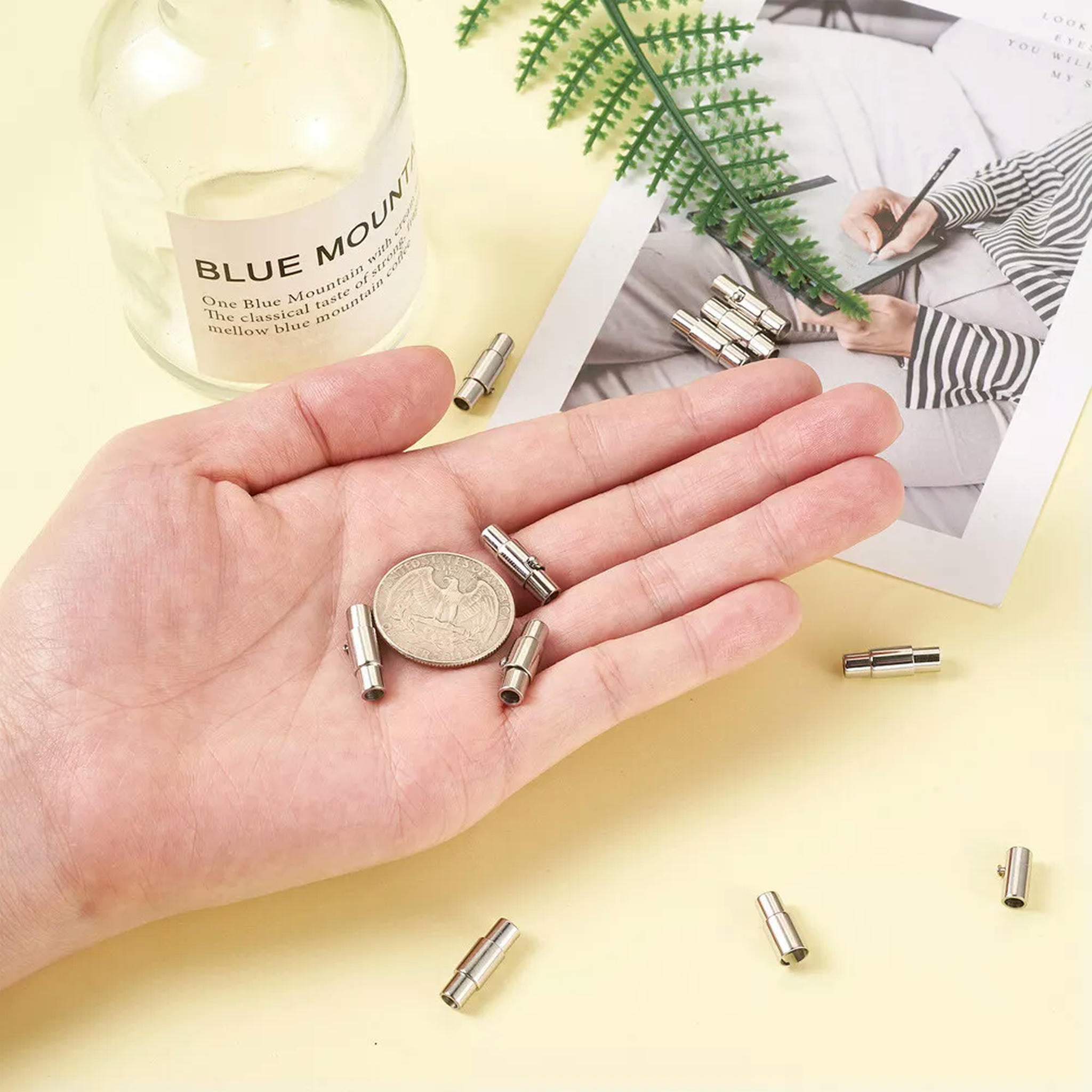 U8MO 10 Set 304 Stainless Steel Magnetic Screw Clasps Column Magnetic Closure 17x5mm