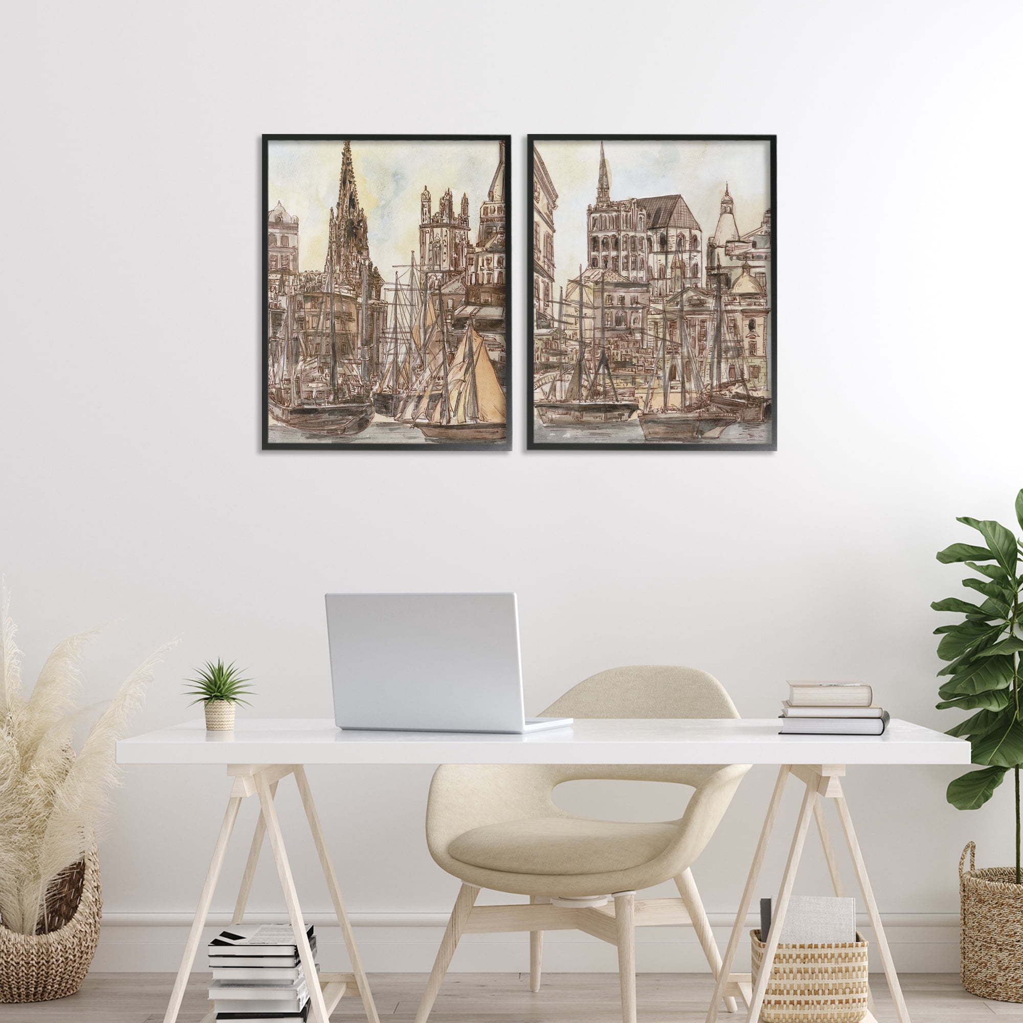 Stupell Industries Salted Remnants Pier 2 Piece Black Framed Giclee Art Set, design by Melissa Wang