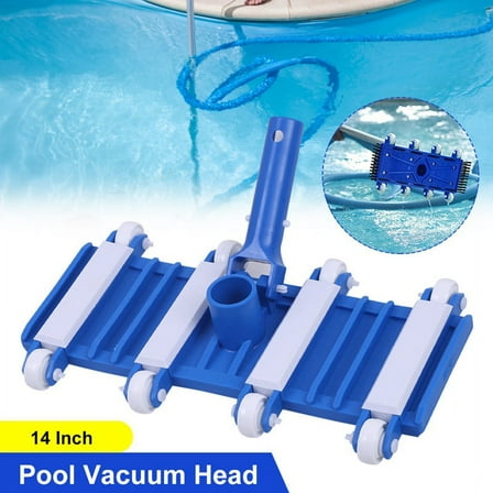 14 Inch Weighted Pool Vacuum Head with Wheels Side Brush Flexible for Pond Spa Cleaning