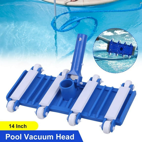 14 Inch Weighted Pool Vacuum Head with Wheels Side Brush Flexible for Pond Spa Cleaning
