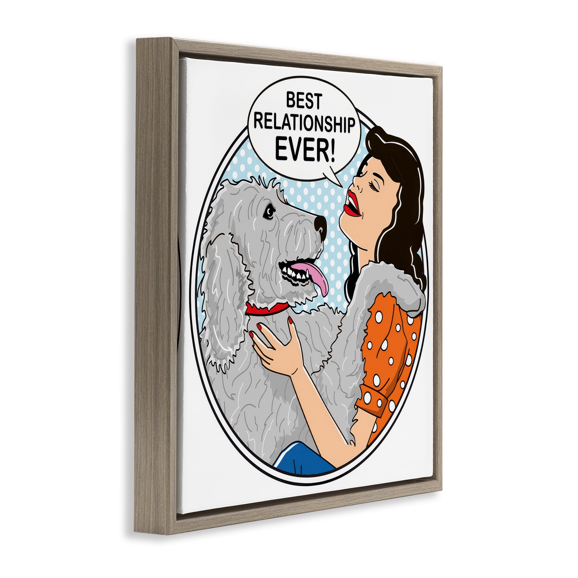 Stupell Industries Best Relationship Ever Dog Animals Painting Brown Floater Framed Canvas Art Print Wall Art, 25 x 25