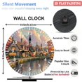 thumbnail image 2 of Wooden Wall Clock with Riverside Village Scene Print Arabic Numerals for Artistic Home Decor, Battery Operated(AA Batteries Not Inclued), Silent Movement, Accurate Time, Size 9. 8in/25cm, 2 of 8