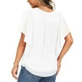 thumbnail image 3 of Rezuofi 1 Pcs Summer Casual Loose Round Neck Chiffon Flowy Tops Blouses for Women, 3 of 7