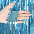 thumbnail image 3 of 1* 2m Light Blue Tinsel Foil Fringe Curtains, Metallic Foil Tinsel Background Wall Decoration Fringe Light Rain Curtain for New Years Decorations Birthday Holiday Celebration Party Supplies, 3 of 9