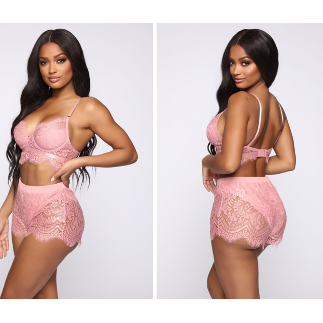 VISgogo, 2 uds., conjunto de lencería Sexy de encaje a la moda para mujer, sujetador de copa de sol de corte bajo de Color sólido, pantalones cortos delgados huecos, juguete sexual para placer VISgogo moda