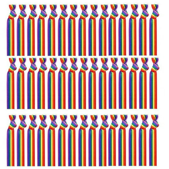 100PCS Pride Month Unisex Rainbow Bandana Gay Pride Handkerchief Wristband Wrist Band,100 x wrist strap,Photo Color