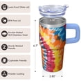 thumbnail image 3 of 20oz Travel Coffee Mug Stainless Steel With Handle Geometric Pattern Leak Proof Straw Lid Thermal Insulated Beverage Cup, 3 of 5