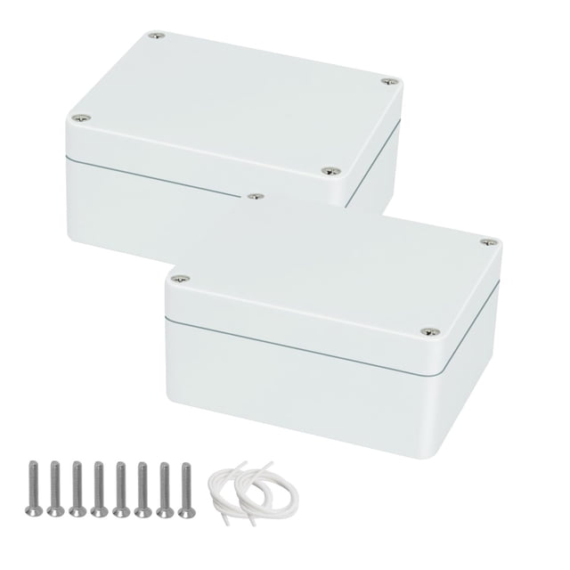 Project Box ABS Plastic Junction Box IP65 Waterproof Weatherproof Electrical Enclosoure Power Box for Electric Gray White 4.53"x 3.54"x 2.17"(115 x 90 x 55) (2Pcs)