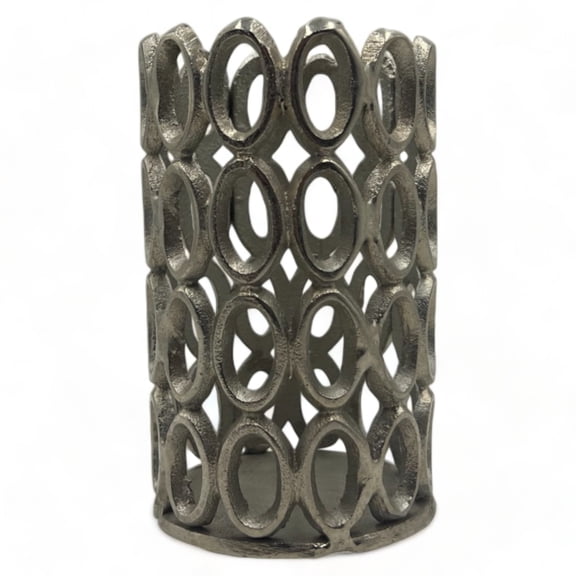 6.5 inch Nickel Decorative Metal Candle Holder by 90210 Kitchen and Bath
