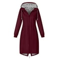 thumbnail image 6 of safuny Women Rain Jacket Oversized Waterproof Raincoat Lightweight Lined Outdoor Hooded Sweatshirts Windbreaker Raincoat with Pockets Wine _r L, 6 of 7