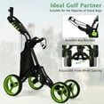 thumbnail image 5 of Gymax 4 Wheels Foldable Golf Push Pull Cart Trolley w/ Brake Waterproof Bag Green, 5 of 10