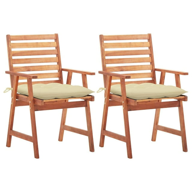 Sillas de Comedor para Patio Casafoyer 2 pcs de Madera Maciza de Acacia con Cojines