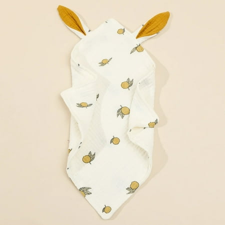 Newborn Baby Rabbit Cotton Muslin Comforter Sleeping Dolls Blanket Soft Soothe Appease Towel for Baby Bibs Burp Cloths Infant lemon 30x30cm