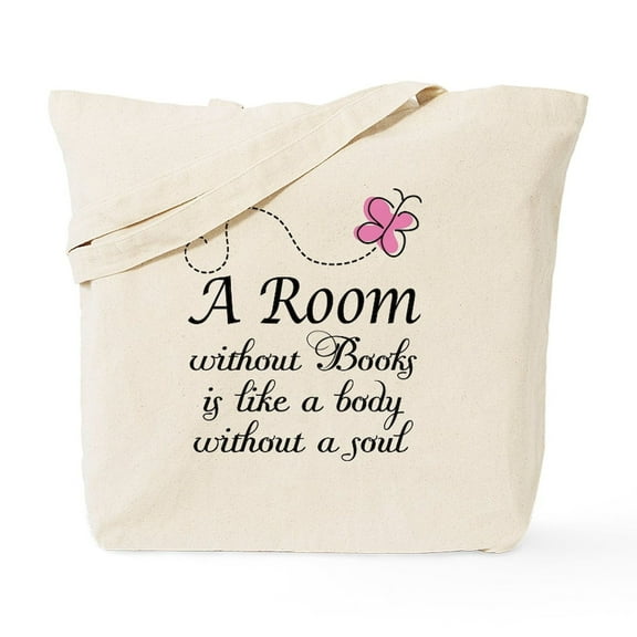 CafePress - Room Without Books Slogan Tote Bag - Unisex Canvas Tote Bag, Beige, 1-Piece