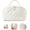 Beige, variant on Travel Makeup Bag for Woman, 180° Lay-Flat Cosmetic Organizer with 5 Compartments, Large Capacity Open Flat Puffer Machine-Washable Toiletry Bag for Full-Size Skincare