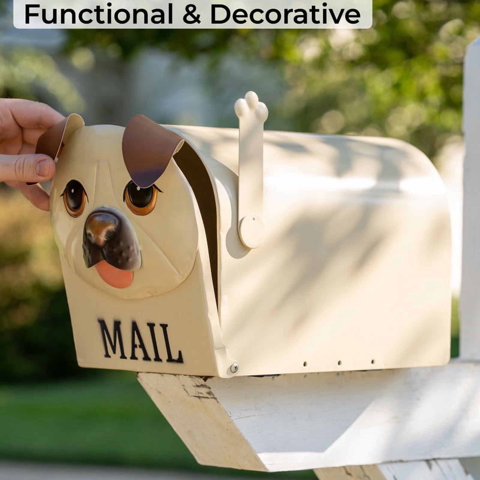 Made Easy Kit Metal Mailbox Animal Design - Brown Dog Fast Straight Forward Post Mounting Bracket Install