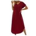 thumbnail image 2 of LOVZFMLL Robe d'Été Nouvelle pour Femme Ajustée à Manches Courtes Robe T-shirt Colorée Rouge 2TG, 2 of 6
