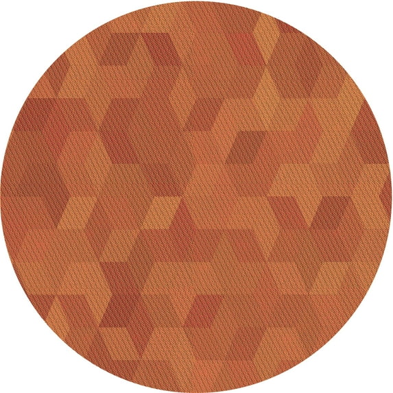 Ahgly Company Indoor Round Patterned Neon Orange Area Rugs, 4' Round
