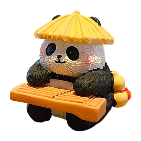 Flynix Animal Sculpture Panda Statue Artwork Decoration Playing The Guqin Birthday Gift