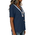 thumbnail image 6 of Msgweeeg Women's Short Sleeve Shirts Summer Women's Blouse V Neck Lace Regular Fit Streetwear Holiday Woman Tops, 6 of 7