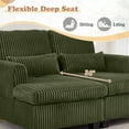 thumbnail image 5 of FFH Double Chaise Lounge Indoor, 61" Oversized Lounge Chair Sleeper Sofa Sectional, Corduroy Loveseat with Lumbar Pillows and Adjustable Backrests, Green, 5 of 16