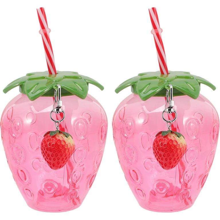 2pcs Strawberry Decor Straw Cover