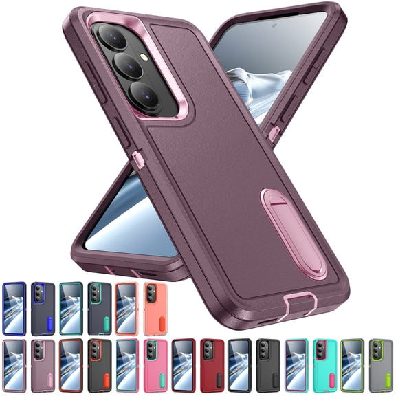 Corliven for Samsung Galaxy S26 Case, Rugged Protective Cover with Kickstand, Shock-Absorbent, Anti-Scratch, Raised Edge Protection, Purple Pink