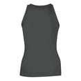 thumbnail image 3 of Womens Tank Tops High Neck Sleeveless Ribbed Tank Casual Basic Thick Strap Slim Fitted Racerback Shirts Dark Gray S, 3 of 4