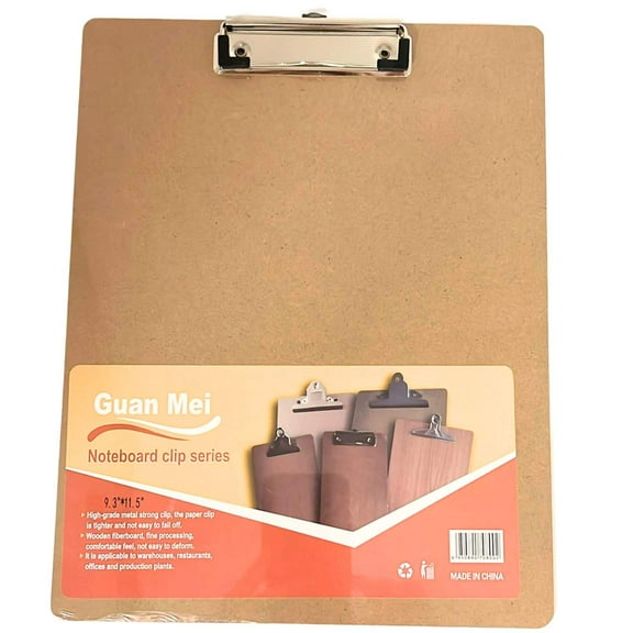 Brown 5x8 Clipboard Vertical Hardboard with Low-Profile Clip:1CT