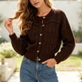 thumbnail image 5 of Xdegoge Crop Cardigan for Women Long Sleeve Button Down Pointelle Hollow Out Lightweight Knit Sweater Casual Cozy Fall Outerwear, 5 of 6