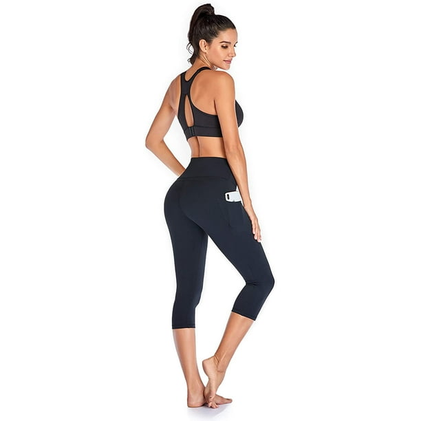 Women High Waist Flex Tummy Control Workout Capri Leggings 