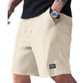thumbnail image 2 of Trgacdwlo Waffle Shorts Men Elastic Waist Drawstring Men's Beach Shorts Wide Leg Summer Fishing Men's Bermuda Shorts with Pocket Khaki XXXL, 2 of 6