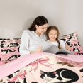 thumbnail image 4 of Manfei Retro Bow Cat Full Size Comforter Sets, Modern Rose Floral Bedding Comforter Set, Soft Pink, Pink Reversible, 3-Piece, 1 Comforter and 2 Pillowcases, 4 of 7
