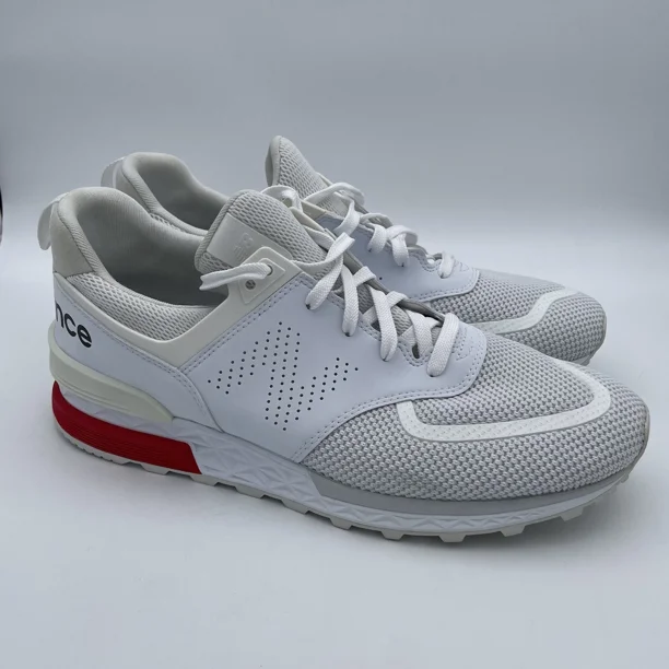 Rare New Balance Mens Tennis Shoes 11.5 D US White Red Sneakers 574 MS574PCW