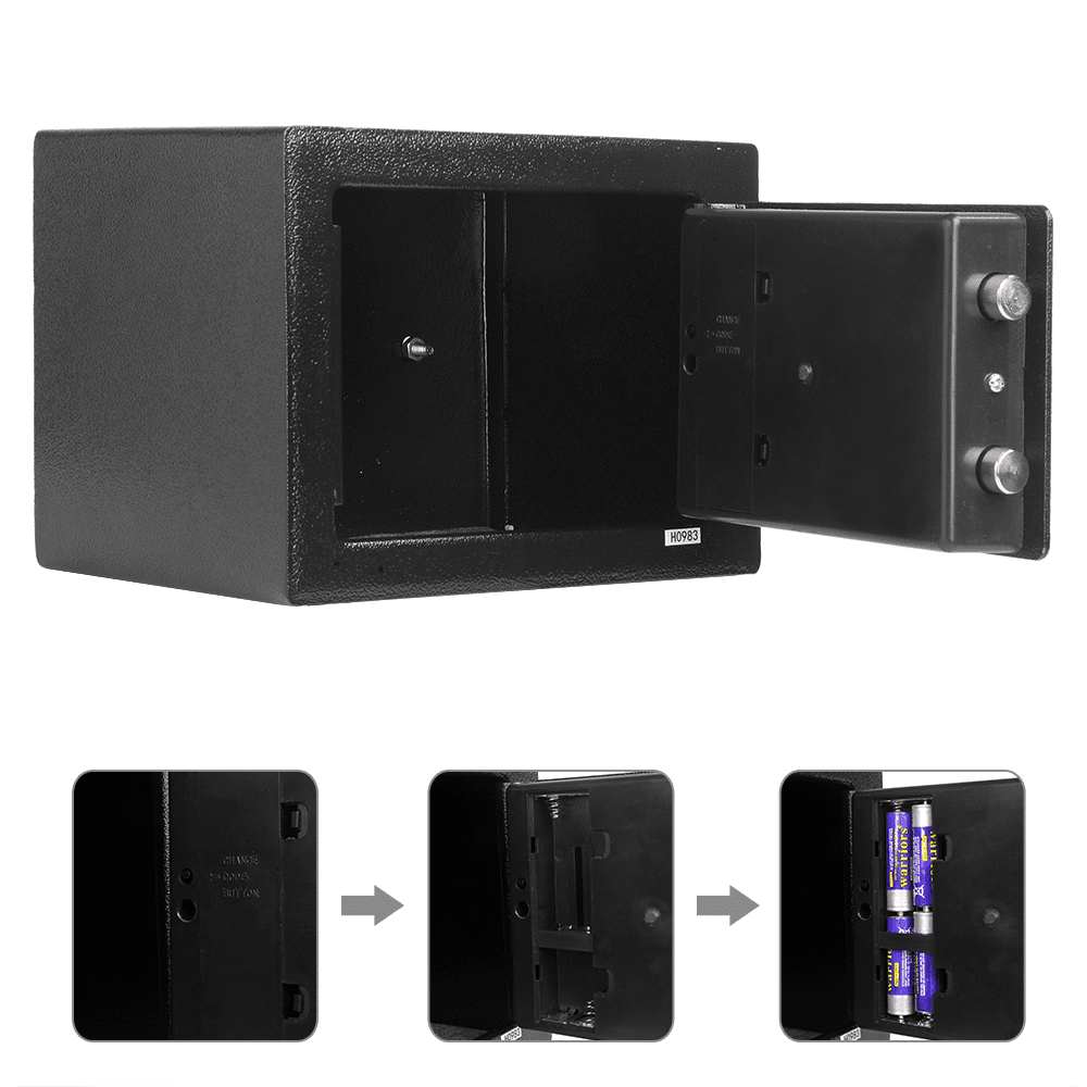 Tcbosik Electronic Security Safe Box with Key for Home Office, Mini Safety Box for Jewelry Cash Gun Storage, Black